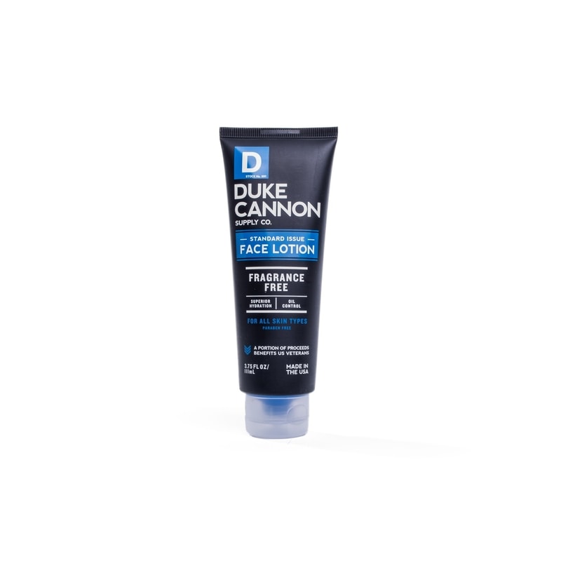 Duke Cannon standard issue face lotion in a 3.75 oz tube