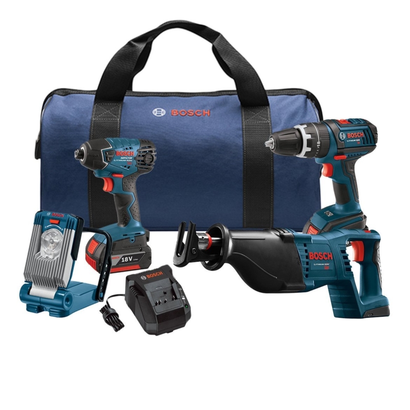 Bosch 4 tool 18 volt lithium ion cordless combo kit with soft case