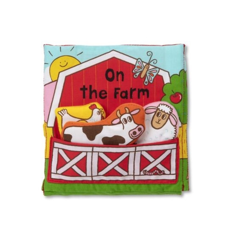 Melissa & Doug on the farm cloth book for all ages, book features pages that open up and stand up to make barn and barn yard